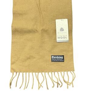 Woolmark NWT Men's Scarf Made in Uruguay Tan Camel Brown Pure New Wool 10 x 67"
